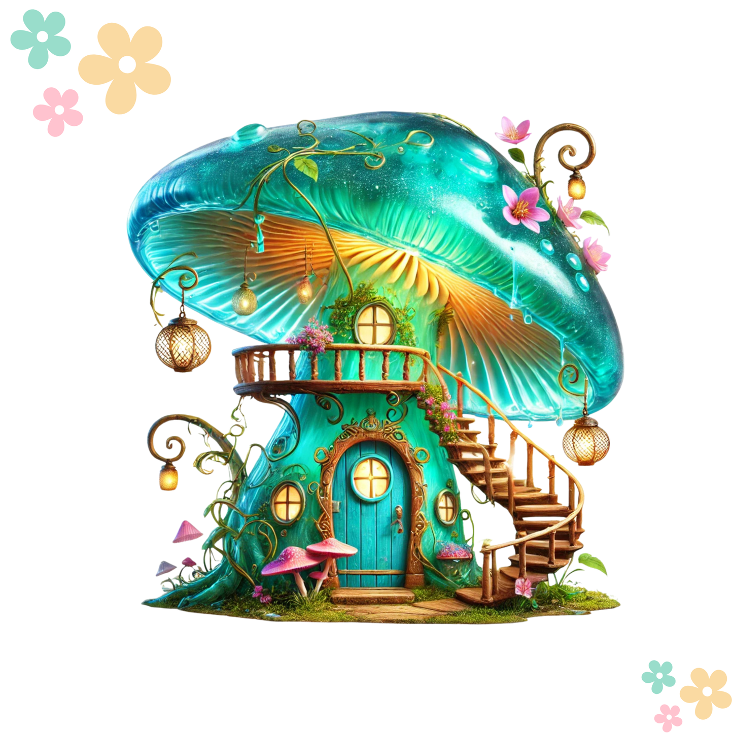 Champignon Féérique Bleu Vert