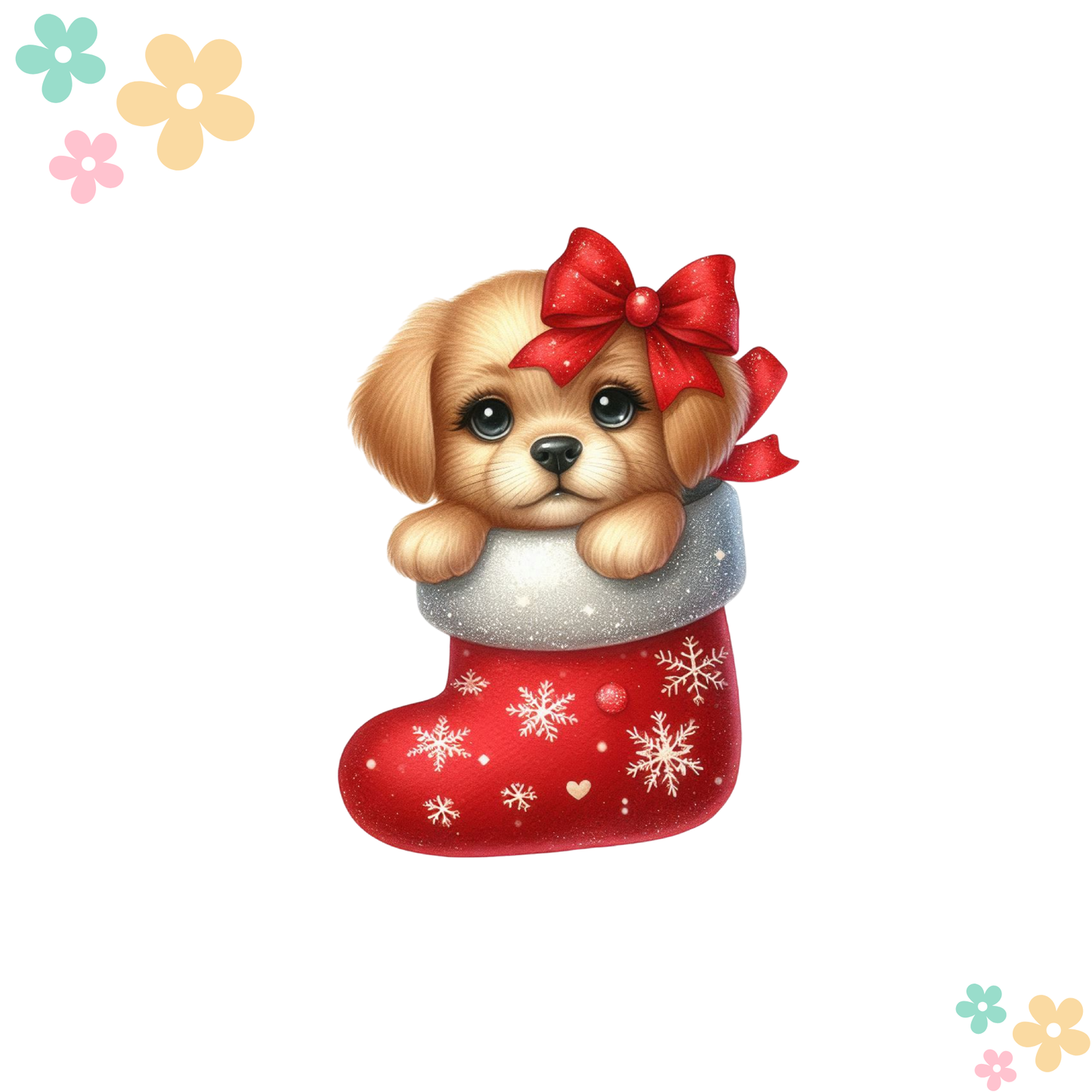 Petit Chiot Noeud Rouge