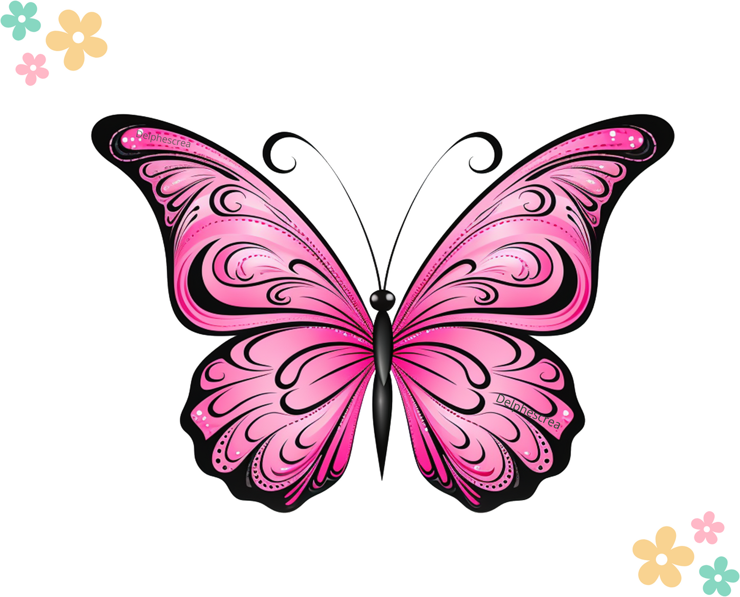 Papillon Rose et Noir - Octobre Rose