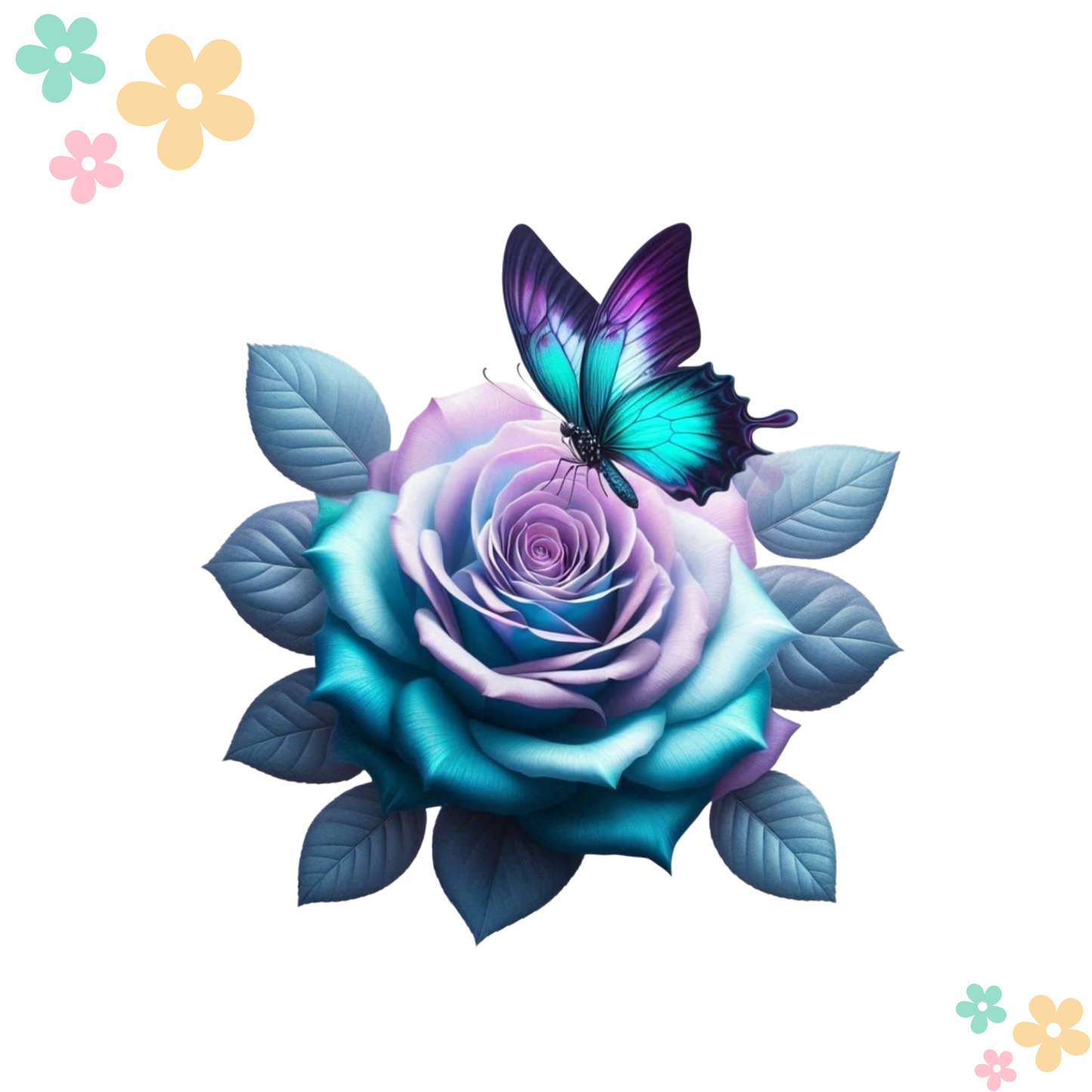 Rose Papillon Bleu & Violet