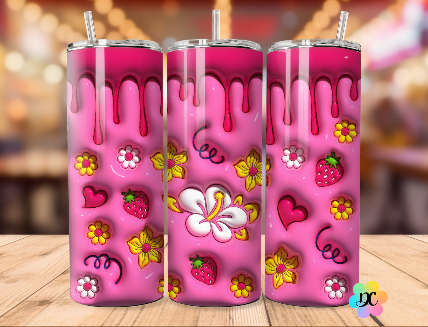 Fleurs et Fraises en 3D
