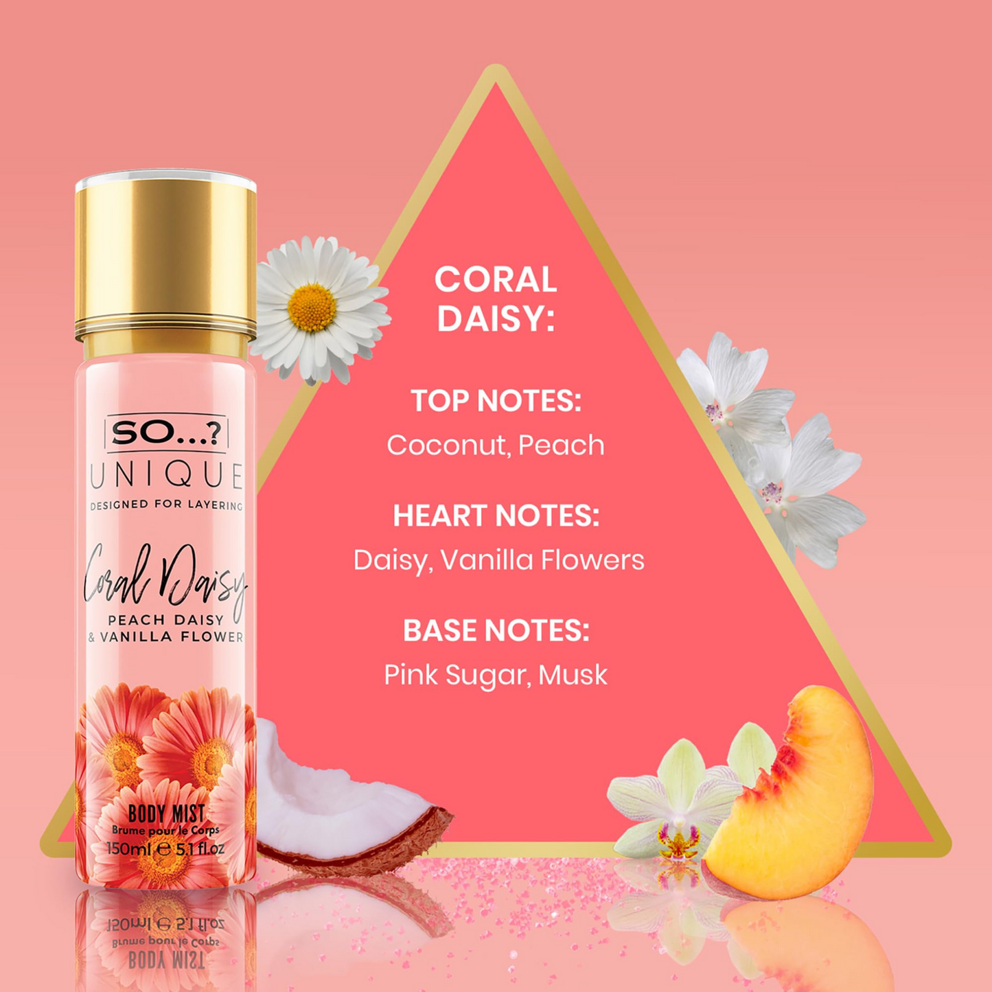 Brume 150ml marque So, noix de coco pêche, floral fruité été