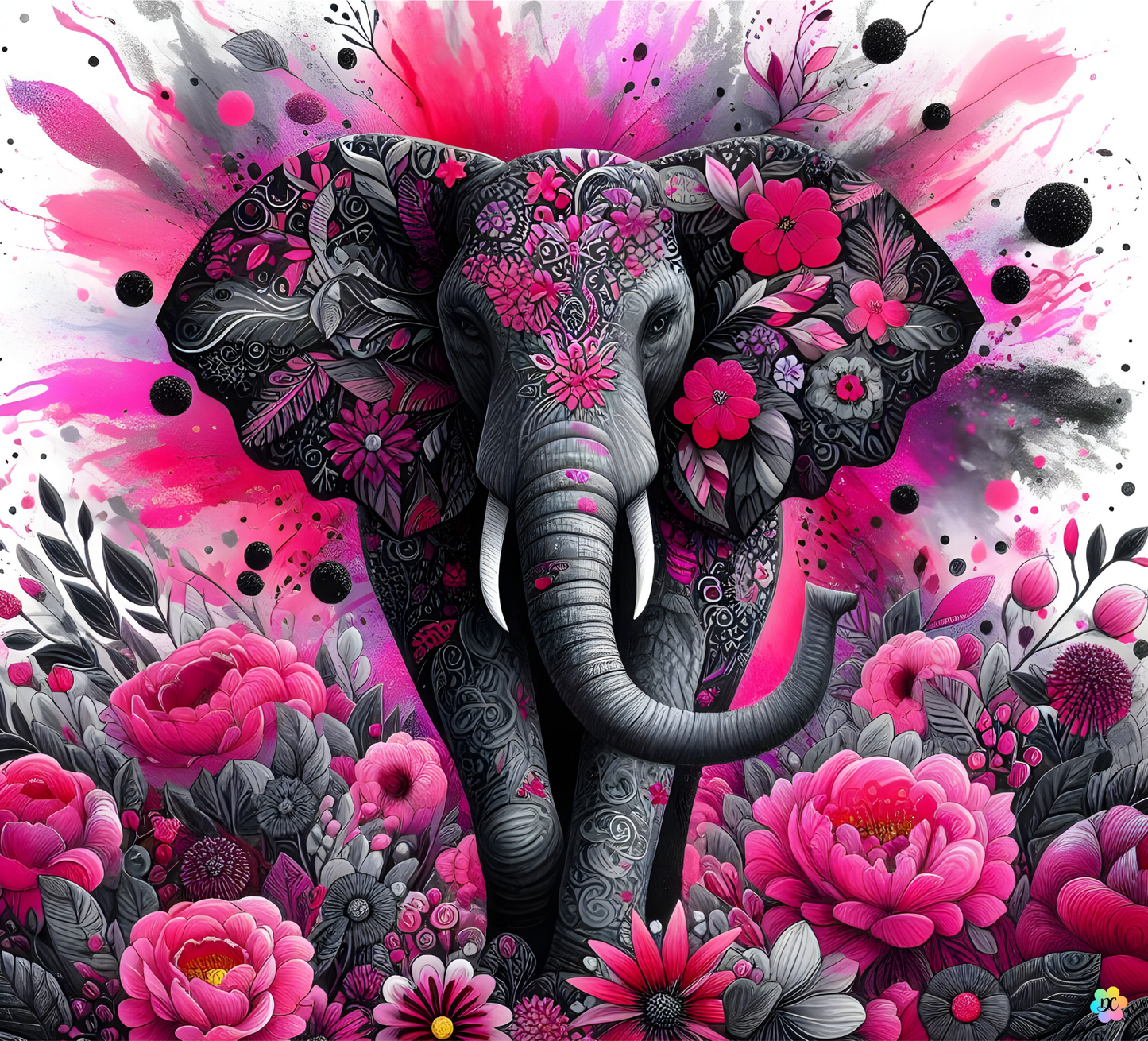 Eléphant Mandala Rose