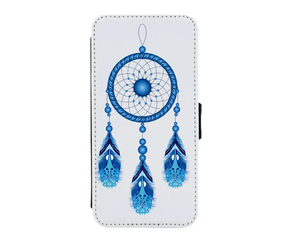 Etui de téléphone personnalisé avec un design attrape-rêve bleu, idéal pour un look unique et bohème.