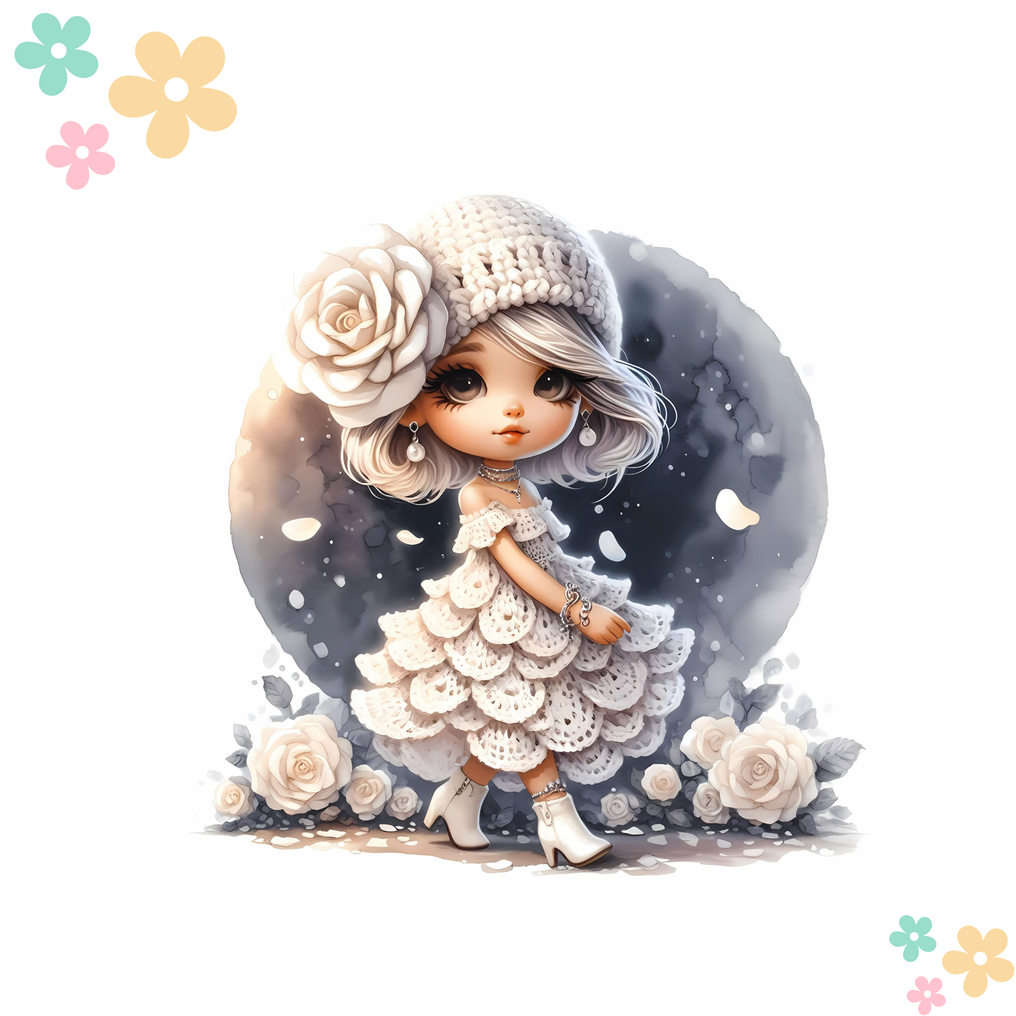 Fillette en blanc Lune