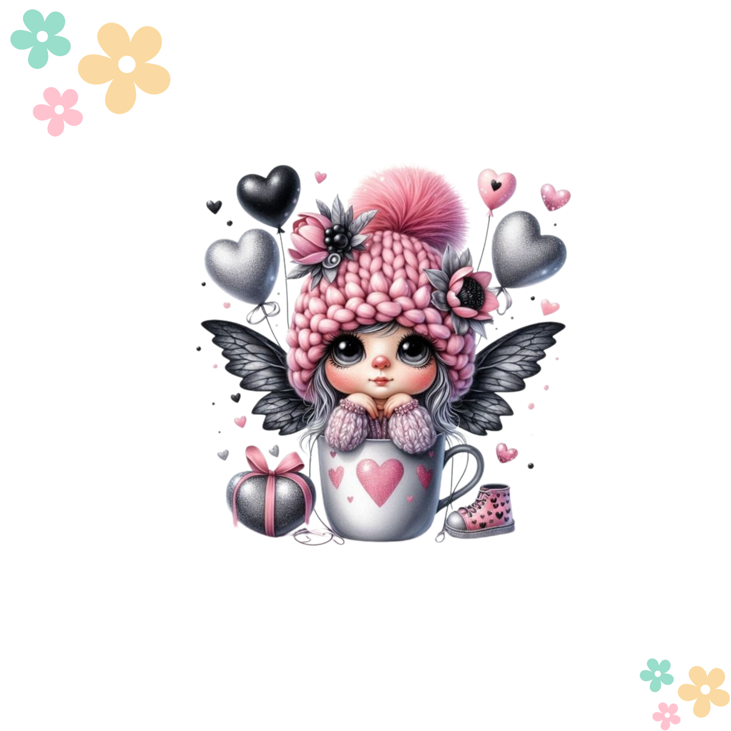 Fille Love Tasse Rose et Gris