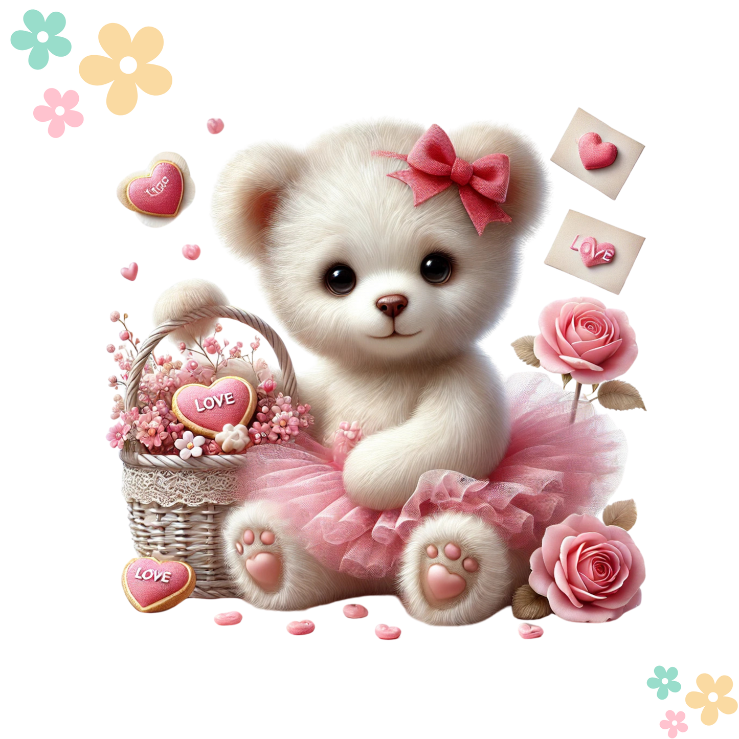 Ourson Tutu Rose Lettres