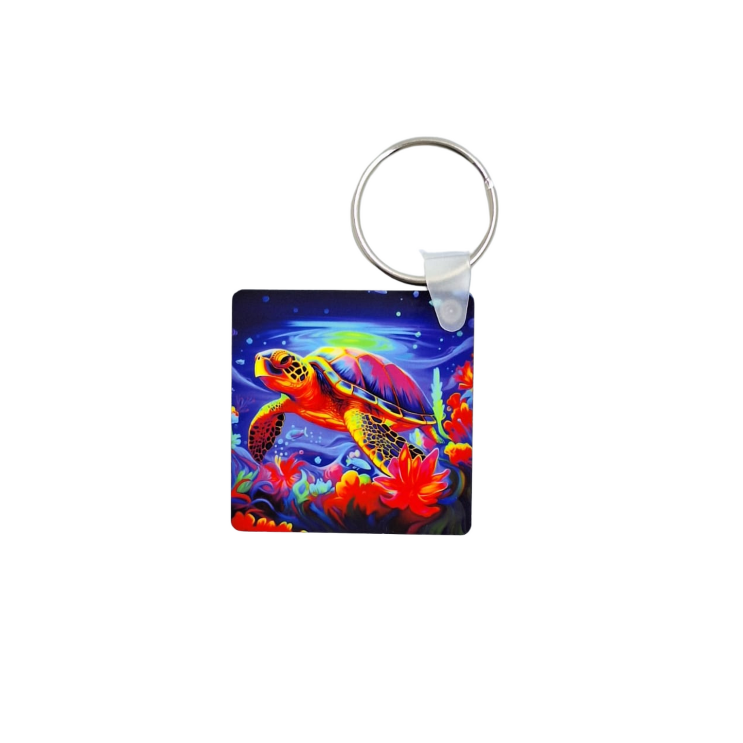Porte-clés personnalisé avec une tortue aux couleurs vives