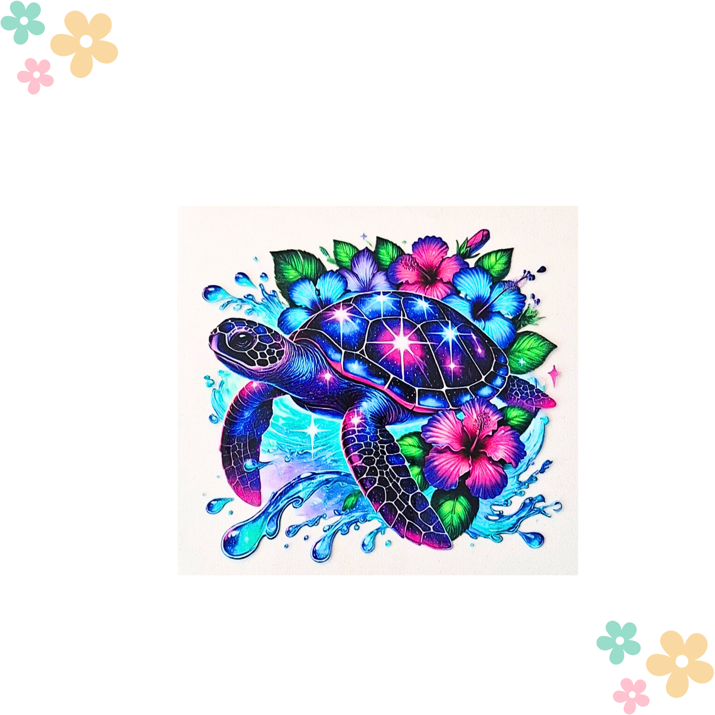 Tortue Hibiscus Rose et Bleu