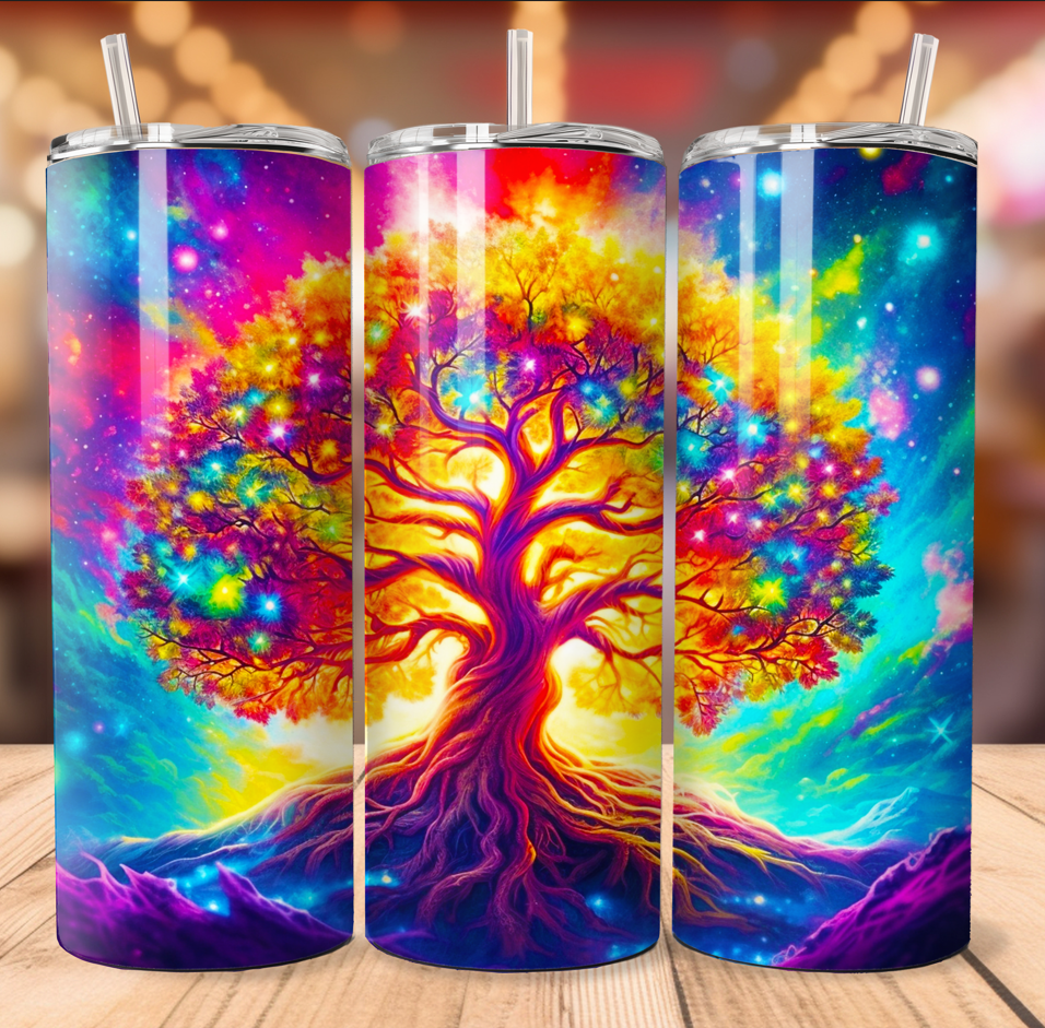 🌳 Tumbler Skinny Arbre de Vie Éclatant 🌳