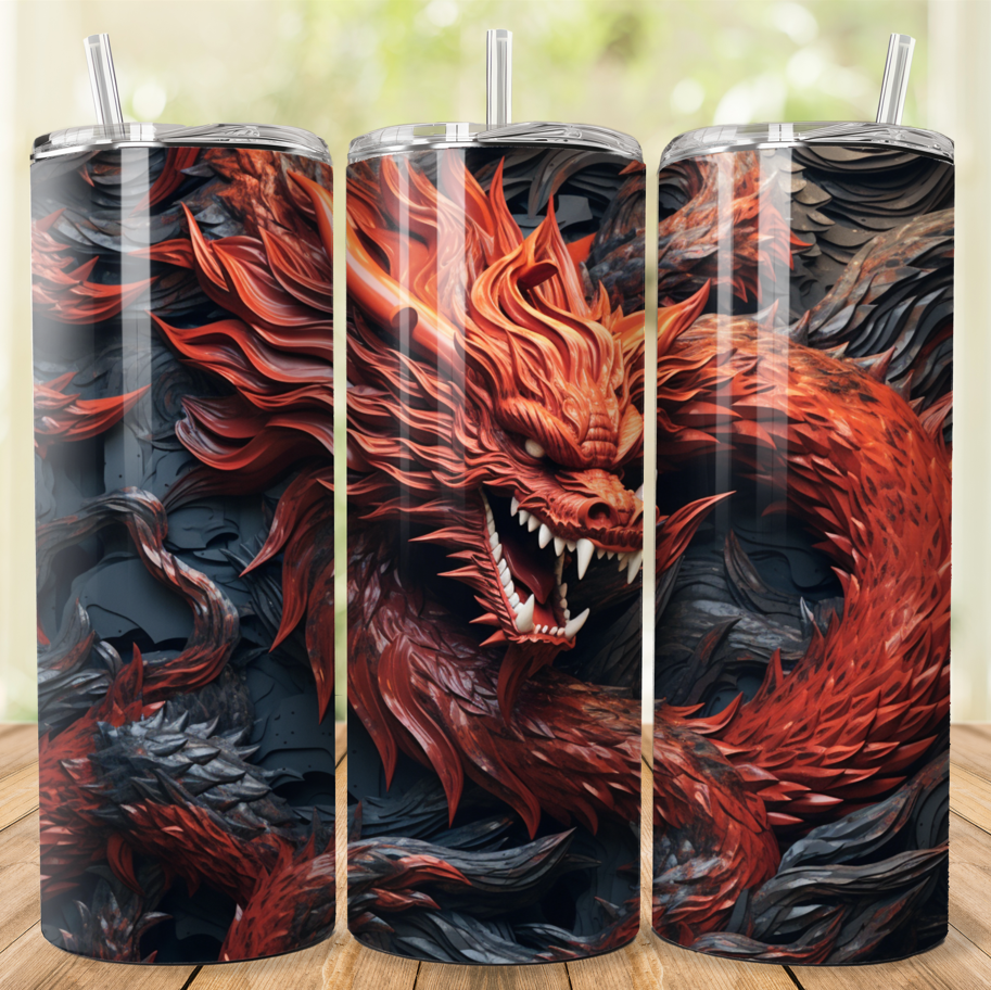 🔥 Tumbler Skinny Dragon de Feu Noir 🖤