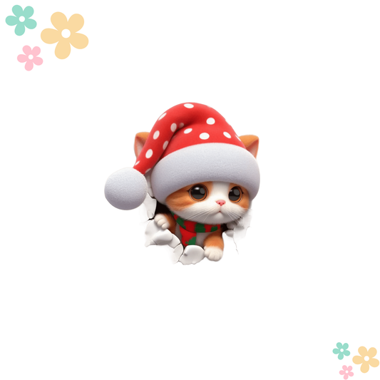 Chaton Noel Bonnet à Pois