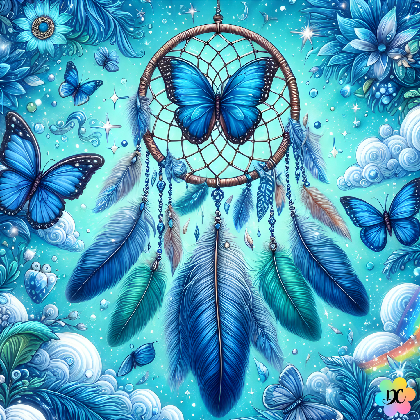 Attrape-Rêve Bleu Papillon