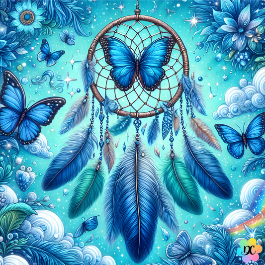 Attrape-Rêve Bleu Papillon