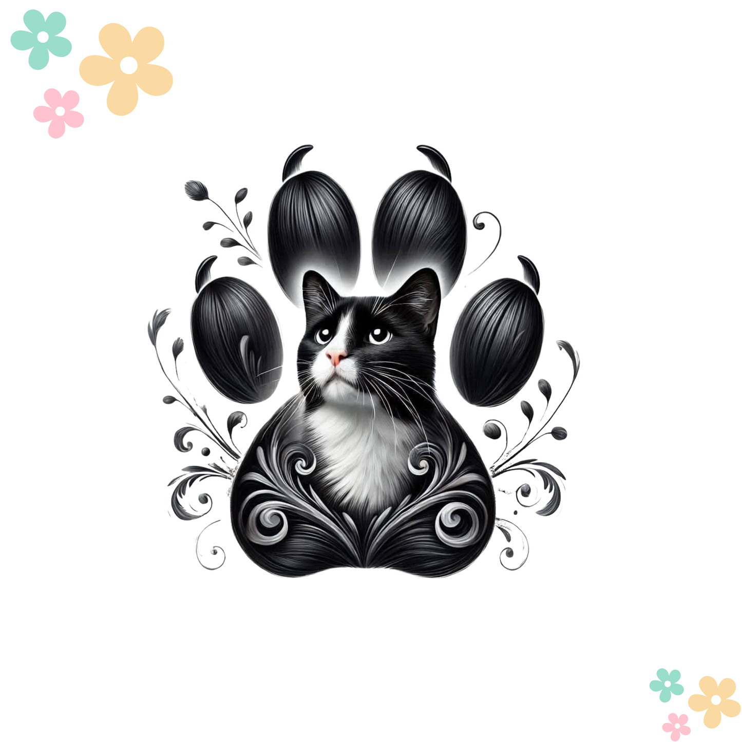 Patte Chat Noir&Blanc