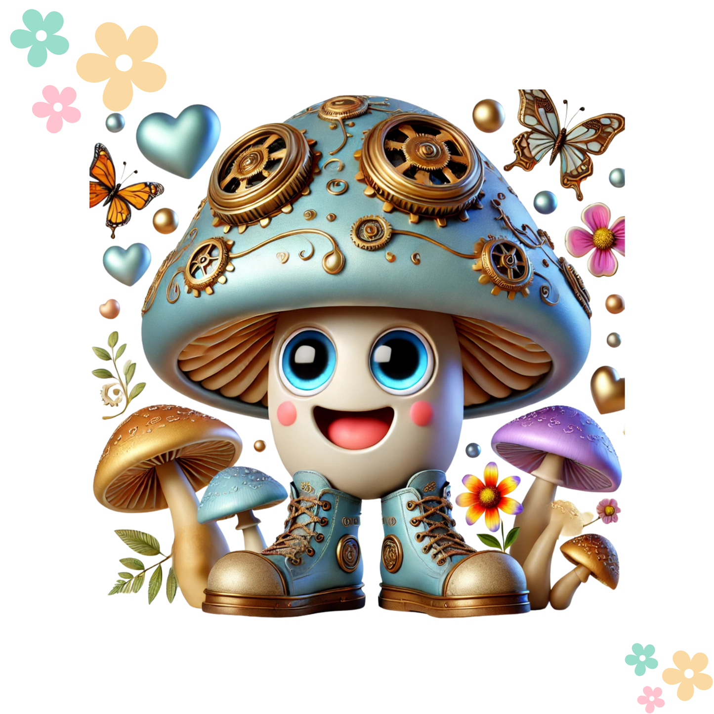 Champignon Steampunk Bleu