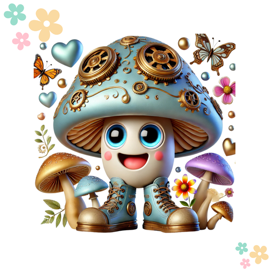 Champignon Steampunk Bleu