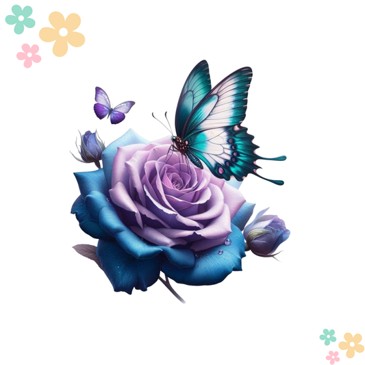 Rose Papillon Bleu & Blanc