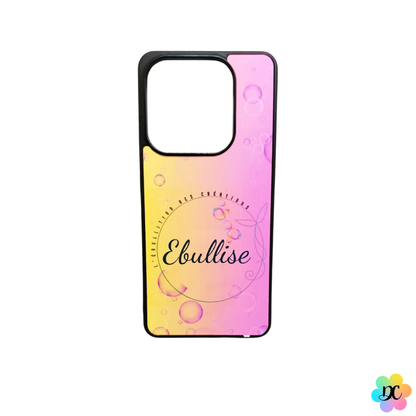 Coque rebord noir avec un logo d'entreprise Ebullise