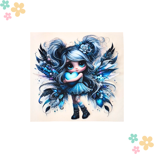 Fille coeur bleu