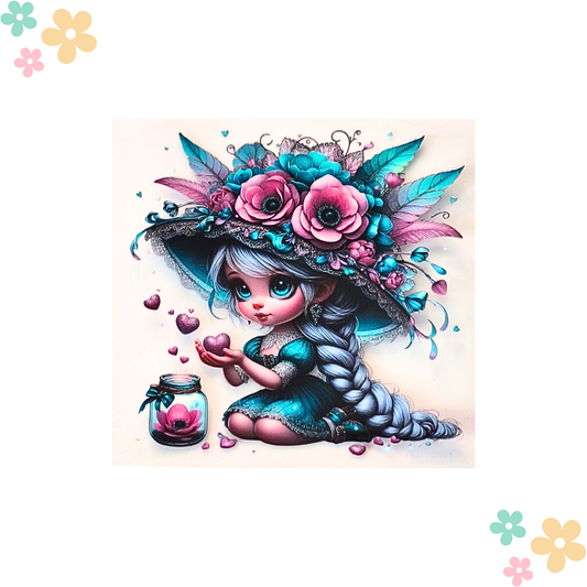 Fille coeur et bocal