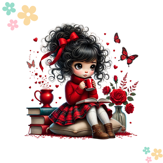 Fille rouge et noir Papillon