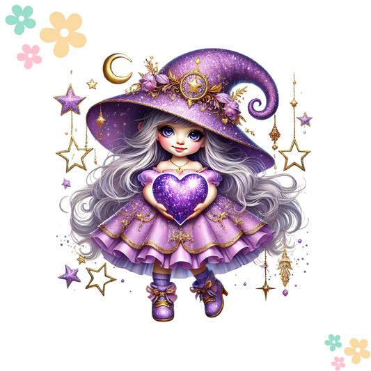 Fille Violette Coeur