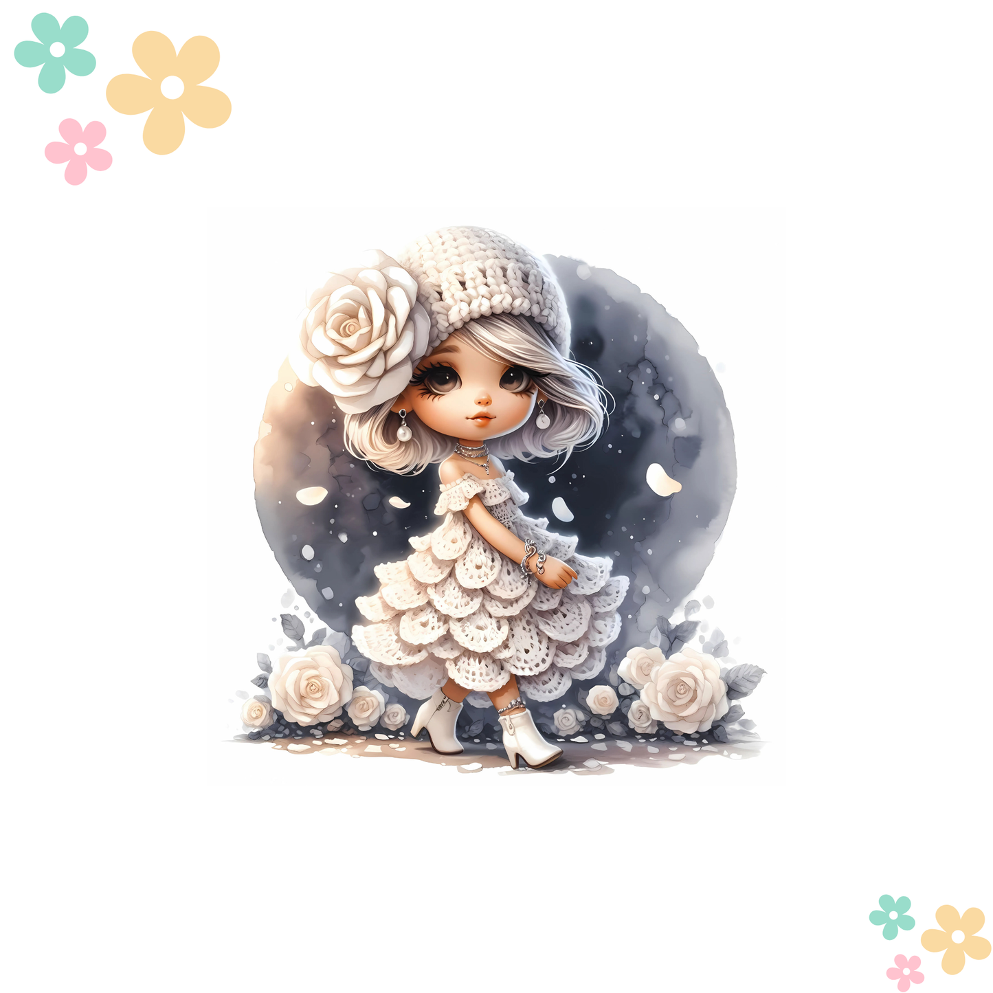 Fillette en blanc Lune