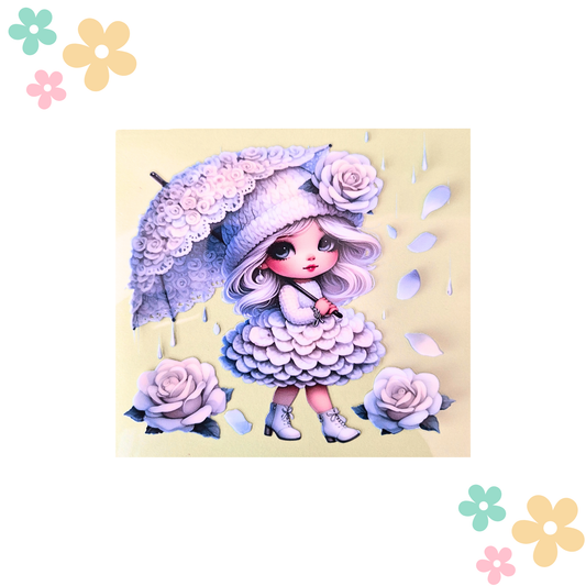 Petite Fille Parapluie Roses Blanches