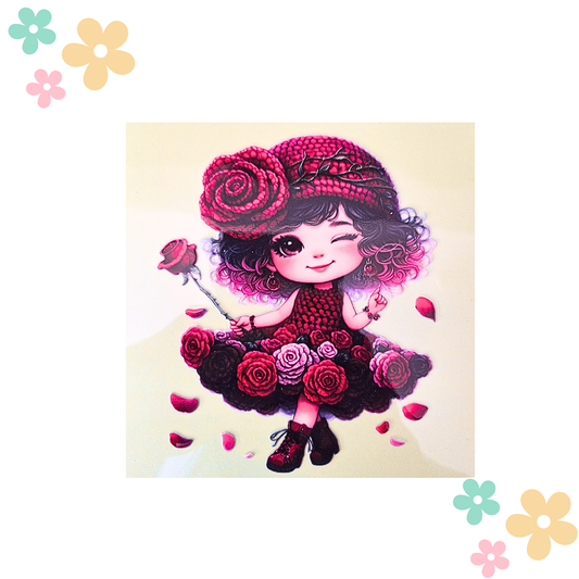 Petite Fille Roses Rouges clin d'oeil