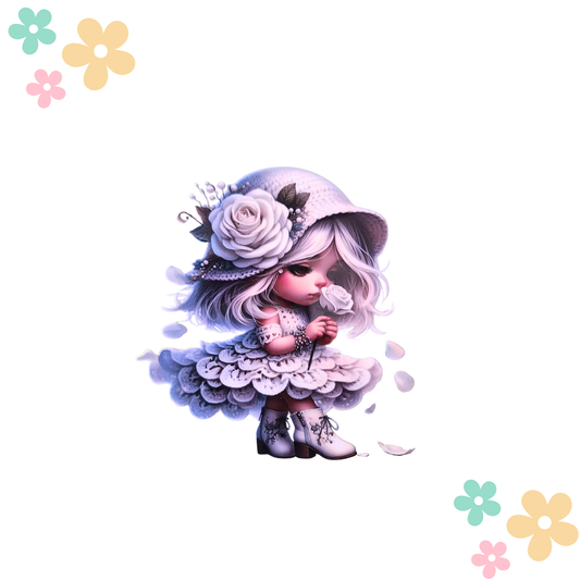 Petite Fille Roses Blanches