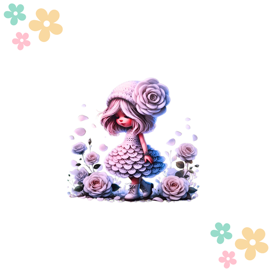 Petite Fille Bonnet Roses Blanches