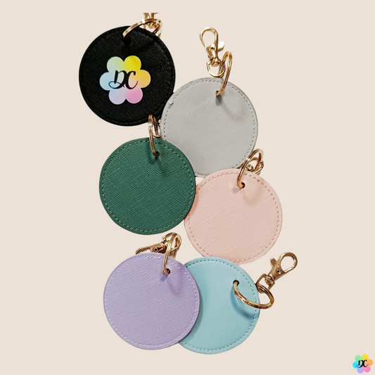 Porte-clé rond  - Simili cuir Personnalisable